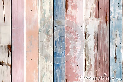 Multicolored Wooden Planks - A Vibrant Wall of Colorful Harmony Stock Photo