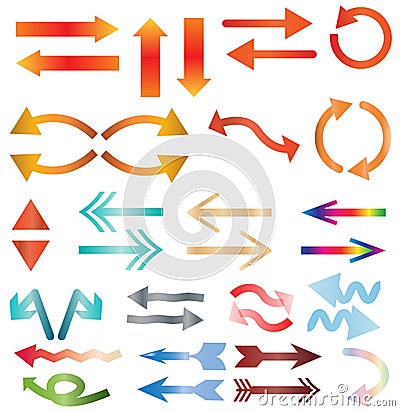 Multicolors arrow icon on white background. Stock Photo