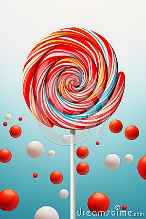 Multicolotred Christmas lollipop close-up over abstract background. Christmas round lollipop vertical background. Creative Stock Photo