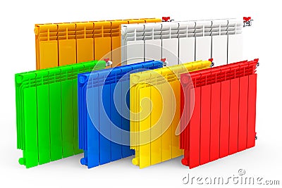 Multicolour Modern Heating Radiators Stock Photo