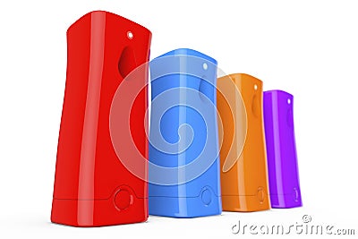 Multicolour Plastic Automatic Air Fresheners. 3d Rendering Stock Photo