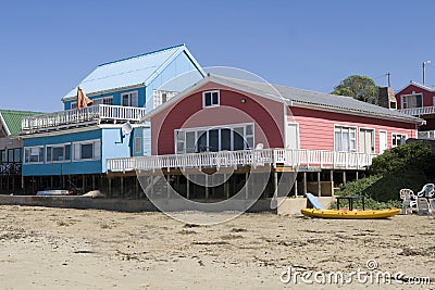 Multicoloured beach houses Stock Photo