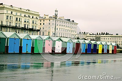 Multicoloured Beach Huts Stock Photo