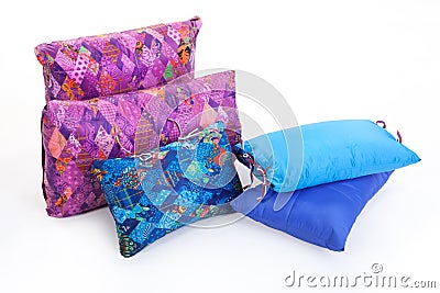Multicoloured Down Pillows Stock Photo