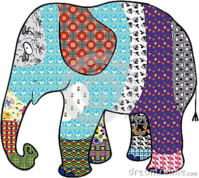 Multicoloured elephant Vector Illustration