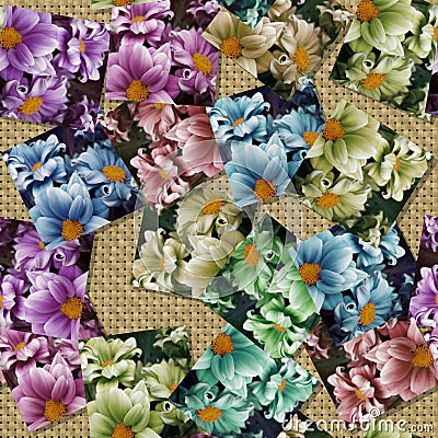 Multicoloured flower image generated seamless texture Stock Photo