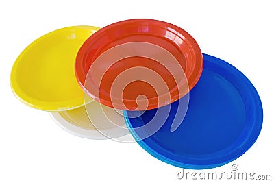 Multicoloured plastic dishes Stock Photo