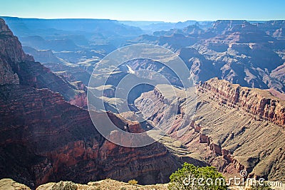 Multicoloured rocks with dozens of layers in Grand Canyon Stock Photo