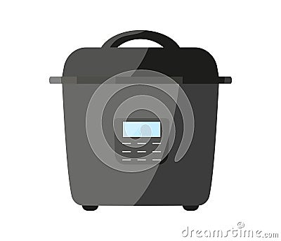 Multicooker food automatic tech cooker black flat Vector Illustration