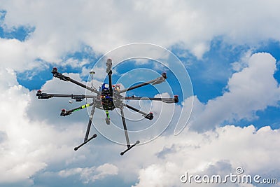 Multicopter in flight Stock Photo