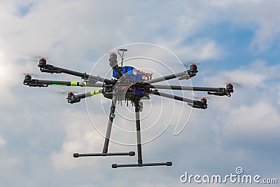 Multicopter in flight Stock Photo