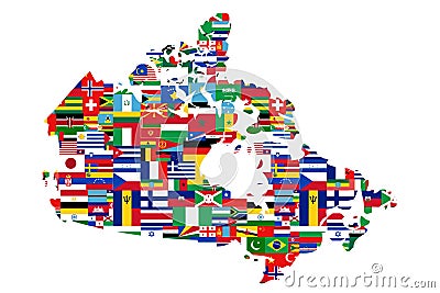 Multicultural Canadian Map Vector Illustration