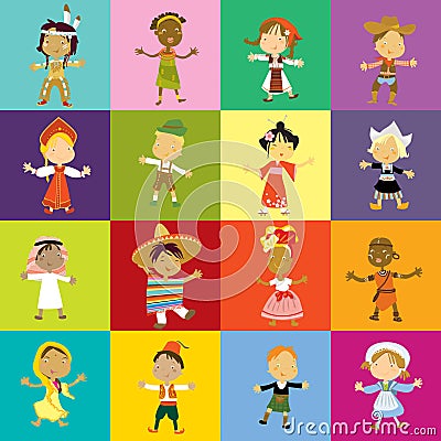 Multicultural children Vector Illustration