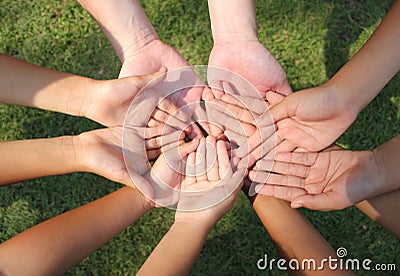 Multicultural hands, children hands Stock Photo