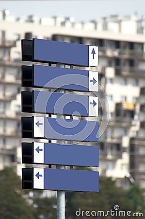 Multidirectional blank metal signpost Stock Photo