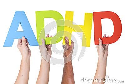 Multiethnic Arms Raised Holding ADHD Stock Photo