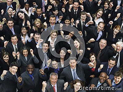 Multiethnic Business Group Cheering Stock Photo