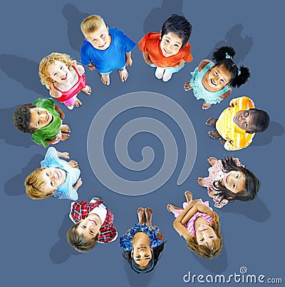 Multiethnic Children Smiling Happiness Friendship Concept Stock Photo