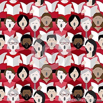 Multiethnic christmas choir singers background Vector Illustration