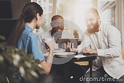 Multiethnic company people is working on project Stock Photo