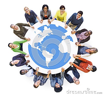 Multiethnic Diverse People in a Circle Holding Hands Stock Photo