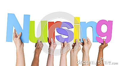 Multiethnic Group of Hands Holding Nursing Stock Photo