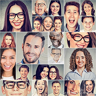 Multiethnic group of happy smiling people men and women Stock Photo