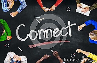 Multiethnic Group of People and Connect Concepts Stock Photo