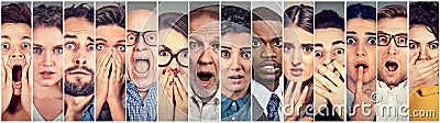 Multiethnic group of scared people Stock Photo