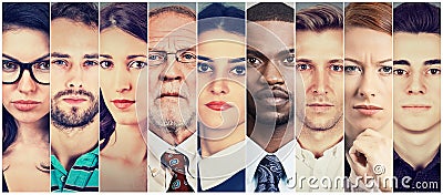 Multiethnic group of serious people Stock Photo