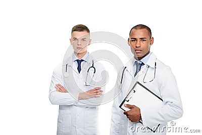 multiethnic male doctors with stethoscopes Stock Photo