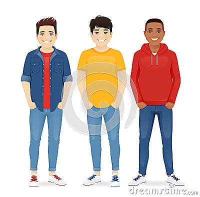 Multiethnic men friends Vector Illustration