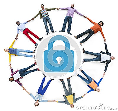 Multiethnic People Forming Circle and Security Concept Stock Photo