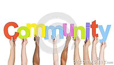 Multiethnic People Holding Word Community Stock Photo