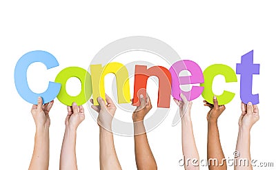 Multiethnic People Holding Word Connect Stock Photo