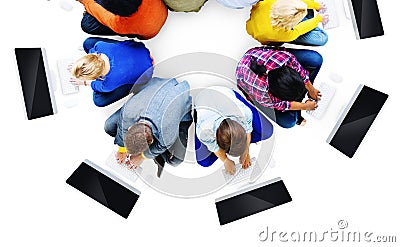 Multiethnic People Using Computers Communication Concept Stock Photo