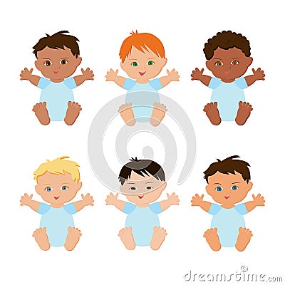 Multiethnical babies set. Vector Illustration