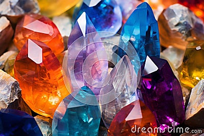 Multifaceted Quartz crystal colorful. Generate Ai Stock Photo