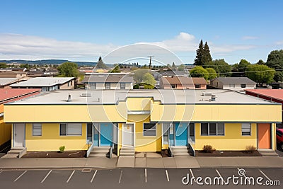 multifamily residential with neat flat roofs Stock Photo