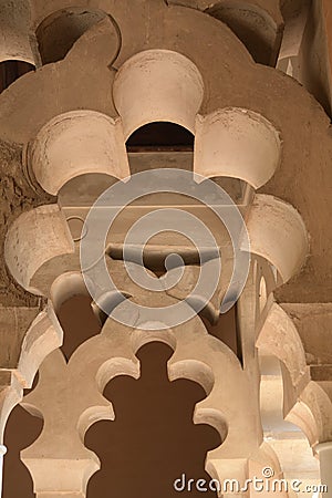 Multifoil arches in Alcazaba in ancient muslim palace Stock Photo