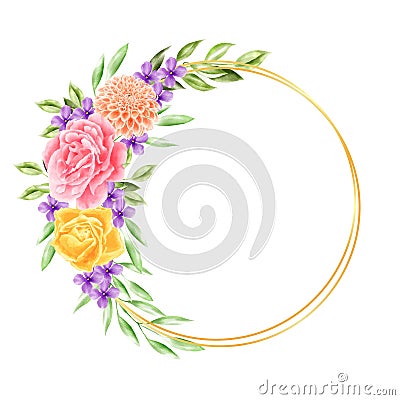 Multiframe flower watercolor background wedding invitation Vector Illustration