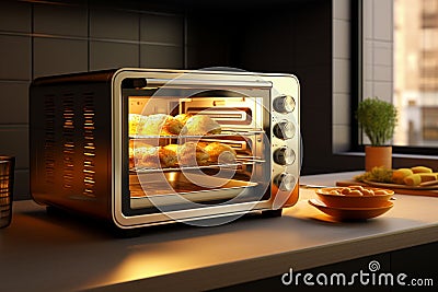 Multifunction toaster ovens with air frying capabi Stock Photo