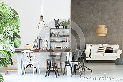 Multifunctional loft with dining room Stock Photo