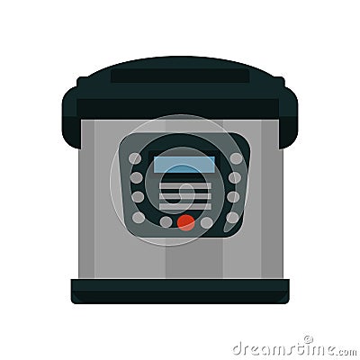 Multifunctional multicooker of metal color with lot of buttons Vector Illustration