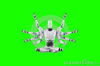 Multifunctional multitasking modern robot. Excellence of artificial intelligence, neural network. 3D illustration, 3D rendering, Cartoon Illustration