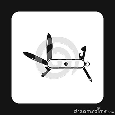 Multifunctional pocket knife icon, simple style Vector Illustration