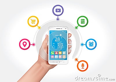 Multifunctional smartphone. Vector Illustration