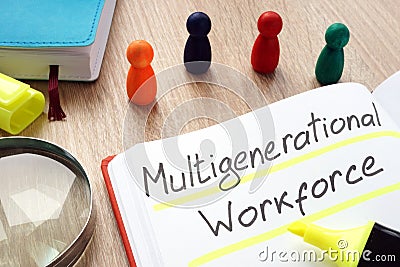 Multigenerational workforce written by pen Stock Photo