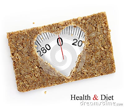 Multigrain slice of bread as weighing scale Stock Photo