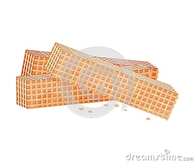 Multilayer rectangular waffles. Vector illustration on white background. Vector Illustration